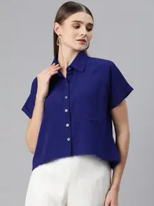 Cottinfab Fringed Raglan Sleeves Shirt Style Top
