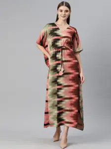 Cottinfab Printed Kimono Sleeve Crepe Kaftan Maxi Dress