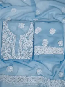 ADA Chikankari Embroidered Unstitched Dress Material
