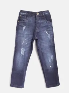 Gini and Jony Boys Blue Regular Fit Mid-Rise Low Distress Stretchable Jeans