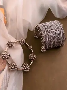 ATIBELLE Set Of 2 German Silver Ghunghroo Bangles