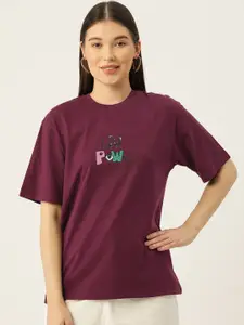Slenor Printed Drop-Shoulder Sleeves Longline T-shirt