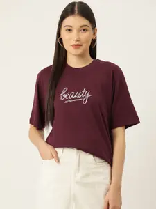 Slenor Printed Drop-Shoulder Sleeves Longline T-shirt