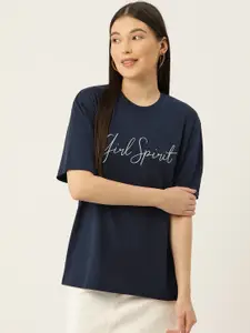 Slenor Printed Drop-Shoulder Sleeves Longline T-shirt