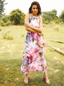 MABISH by Sonal Jain Floral Printed Shoulder Straps Georgette Maxi Dress