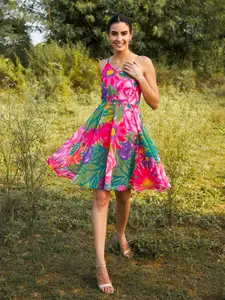 MABISH by Sonal Jain Floral Print Shoulder Strap Georgette Maxi Midi Dress