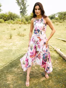 MABISH by Sonal Jain Floral Printed Shoulder Straps Georgette Maxi Dress