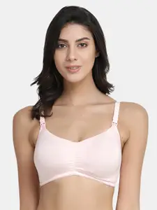 Inner Sense Pink Solid Non-Wired Lightly Padded Maternity Sustainable Bra
