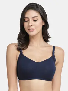 Inner Sense Navy Blue Solid Non-Wired Lightly Padded Maternity Sustainable Bra