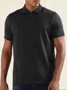 Karl Lagerfeld Men Black Polo Collar T-shirt