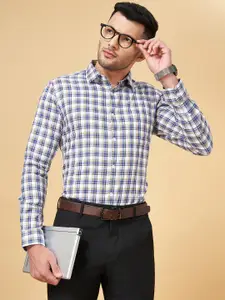 Peregrine by Pantaloons Slim Fit Checked Cotton Formal Shirt