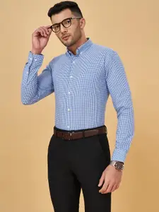 Peregrine by Pantaloons Micro Checked Cotton Slim Fit Opaque Formal Shirt