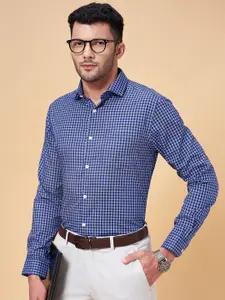 Peregrine by Pantaloons Slim Fit Grid Tattersall Checked Cotton Formal Shirt