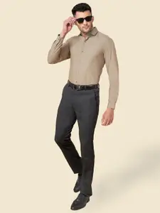 Peregrine by Pantaloons Men Khaki Slim Fit Opaque Formal Shirt
