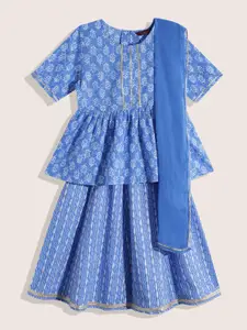 Sangria Girls Floral Printed Ready to Wear Lehenga & Blouse With Dupatta