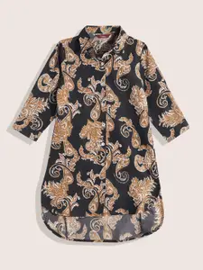 Sangria Girls Ethnic Motifs Print Shirt Midi Dress