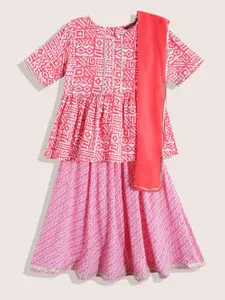 Sangria Girls Printed Ready to Wear Lehenga Choli With Dupatta