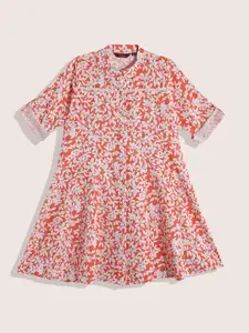 Sangria Girls Floral Print Shirt Dress