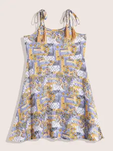 Sangria Girls Printed A-Line Dress