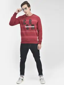 Crimsoune Club Typography Printed Ribbed Pullover Sweatshirt