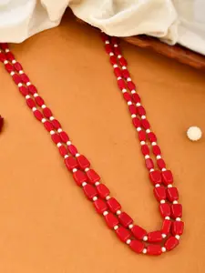 Silvermerc Designs Gold-Plated Real Stones Layered Necklace