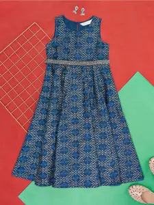 AKKRITI BY PANTALOONS Girls Geometric Printed A-Line Dress
