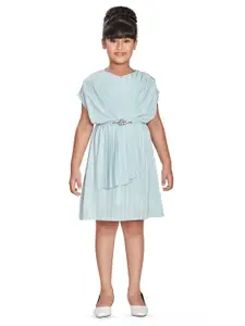 Peppermint Girls Striped Extended Sleeves Crepe Fit & Flare Dress