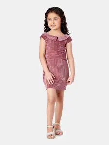 Peppermint Girls Self Design Cap Sleeves Bodycon Dress