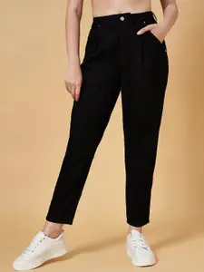 People Women Mid-Rise Clean Look Pure Cotton Cropped Jeans