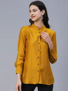 KALINI Striped Mandarin Collar Semiformal Shirt