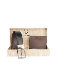 ZEVORA Men Reversible Belt & Wallet Gift Set
