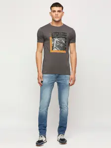 Pepe Jeans Brand Logo Printed Round Neck Slim Fit Pure Cotton T-shirt