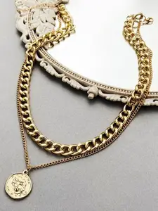 Krelin Gold-Plated Dual-Layered Coin Pendant Chain