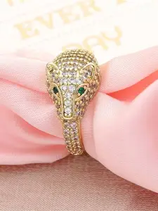 VIEN Gold-Plated Cubic Zirconia Studded Finger Ring