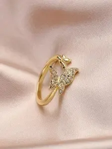 VIEN Gold-Plated CZ Studded Finger Ring