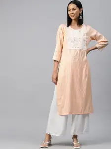 Readiprint Ethnic Motifs Embroidered Sequinned Pure Cotton Kurta