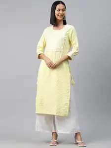 Readiprint Ethnic Motifs Embroidered Sequinned Pure Cotton Kurta