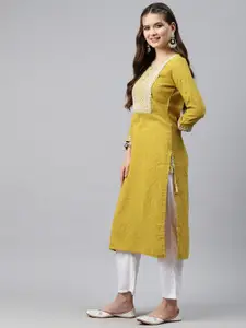 Readiprint Ethnic Motifs Embroidered Sequinned Pure Cotton Kurta