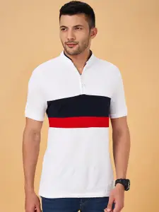 People Colorblocked Polo Collar Slim Fit Pure Cotton T-shirt