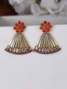 ANIKAS CREATION Gold-Plated Contemporary Drop Earrings