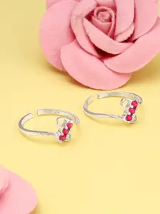 GIVA Set Of 2 Rhodium Plated Artificial Stone Adjustable Toe Rings