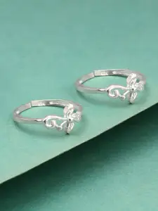 GIVA 925 Sterling Silver Rhodium Plated Adjustable Floral Toe Rings