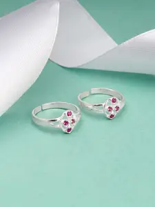 GIVA Ruby Radiance 925 Sterling Silver Rhodium Plated Adjustable Toe Rings