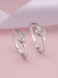 GIVA Rhodium Plated Adjustable 925 Sterling Silver Toe Rings