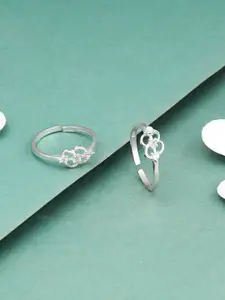 GIVA Rhodium Plated Adjustable 925 Sterling Silver Toe Rings