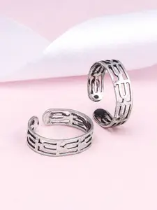 GIVA Set of 2 Rhodium Plated Adjustable 925 Sterling Silver Toe Rings