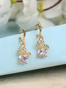 ANIKAS CREATION Gold-Plated Floral Hoop Earrings