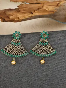 ANIKAS CREATION Gold-Plated Contemporary Drop Earrings