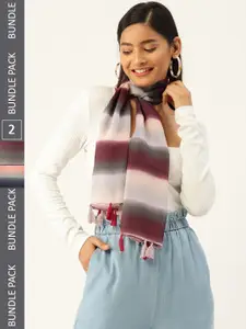Trend Arrest Pack Of 2 Women Colourblocked Scarves
