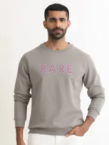 RARE RABBIT Men Robbs Logo Print Round Neck Sweatshirt